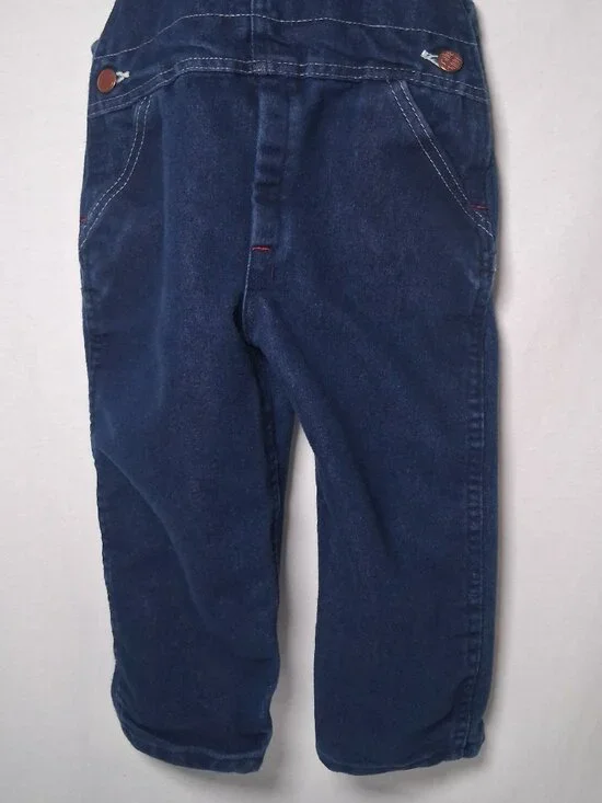 Round House Overalls Youth 4T Dark Wash Blue Denim Bibs Bib Pants USA Made - Picture 9 of 15